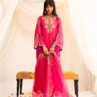Diya Set in Rani Pink